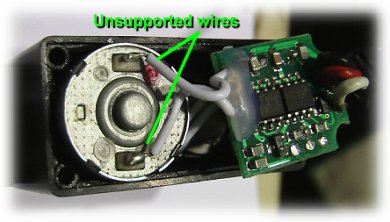 unsupported motor wires